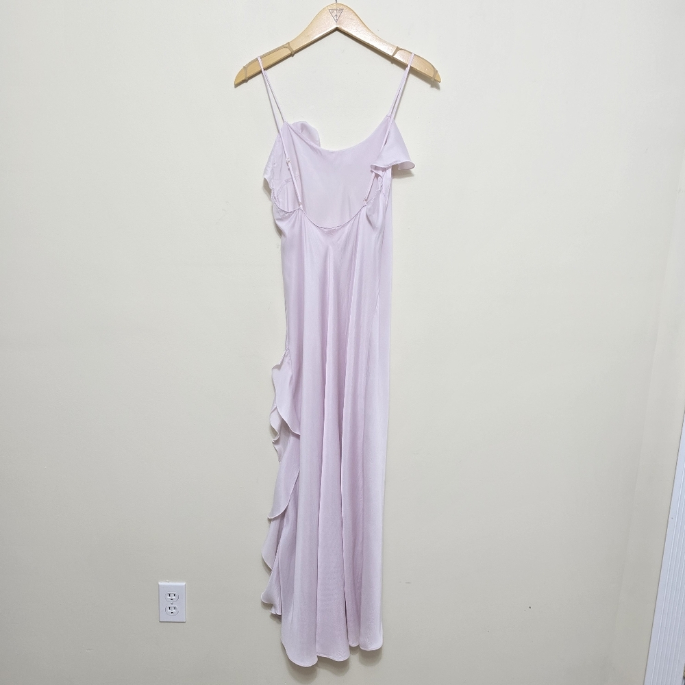 Victoria Secret Slip Bias Maxi Dress Sz S Pink Silky Ruffled Fairy Soft Girl - Picture 4 of 11